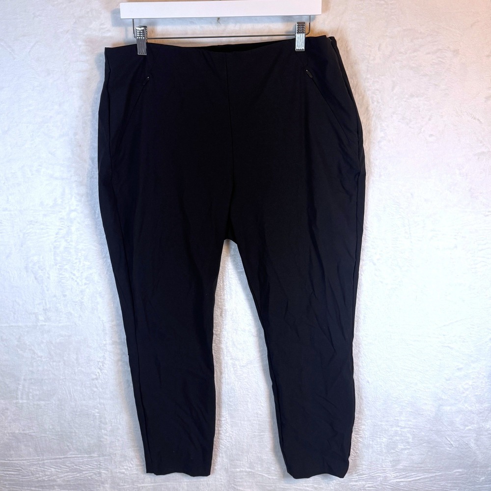 Duluth Trading Co No-Yank Slim Leg Pants 16 Short Black Women